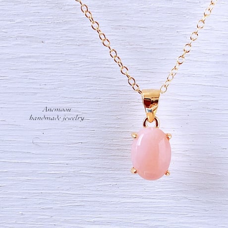 天然石ピンクオパール14kgfネックレス 40cm 10月誕生石 Pink Opal necklace  8×6mm