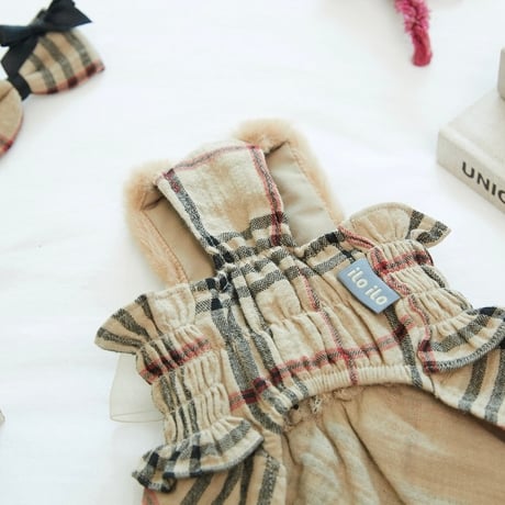【即納】ilo ilo...Smocking Check ops - Beige