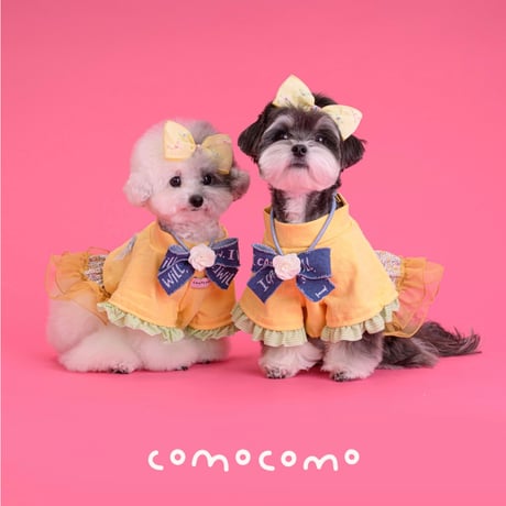 【予約】comocomo...ribonico (yellow ribbon top)