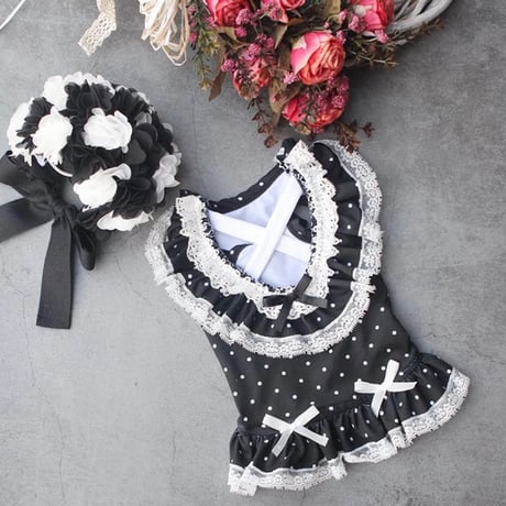 【予約】HAPPYJJANGGU♪ Black Dot Frill Rashguard