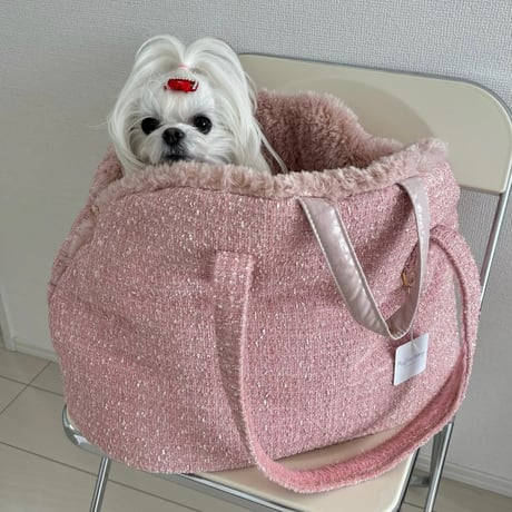 【即納】Raffine Mong...Tweed half moon bag pink