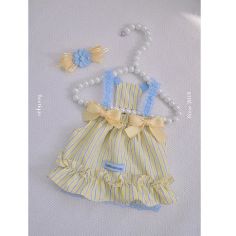 【予約】Raffine Mong ... Bubble Stripe Crop Dress