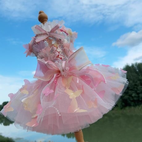 【予約】Pink butterfly dress