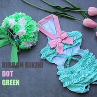 【予約】HAPPYJJANGGU♪ ribbon Bikini【dot green】