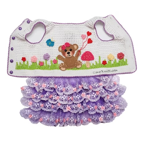 【予約】Lace×Teddy Heart balloon Dress Crochet