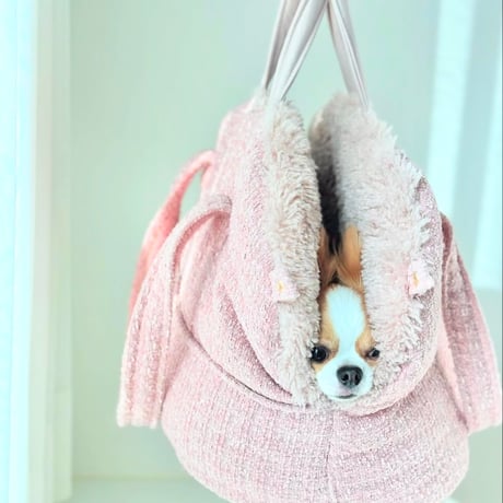 【即納】Raffine Mong...Tweed half moon bag pink