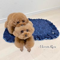 【即納】denim×lace origina café mat  スクエア型(長方形)𝚗𝚊𝚟𝚢♪