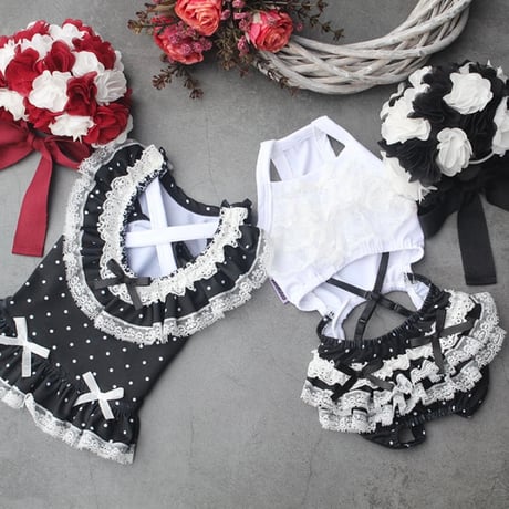 【予約】HAPPYJJANGGU♪ Black Dot Frill Rashguard