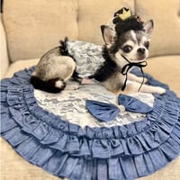 【即納】denim×lace origina café mat  ラウンド型(丸型)𝚠𝚑𝚒𝚝𝚎♪