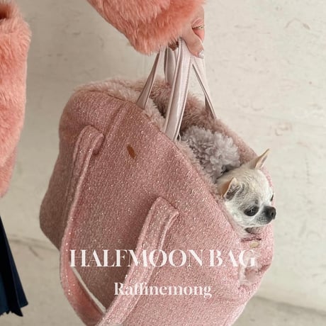 【即納】Raffine Mong...Tweed half moon bag pink