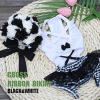 【予約】HAPPYJJANGGU♪Cross ribbon Bikini【Black×White】