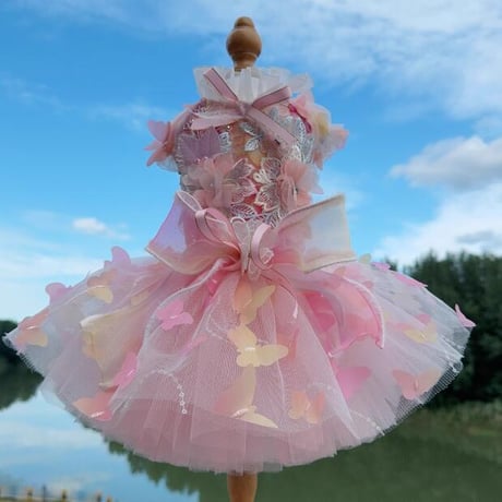 【予約】Pink butterfly dress