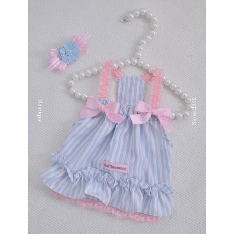 【予約】Raffine Mong ... Bubble Stripe Crop Dress