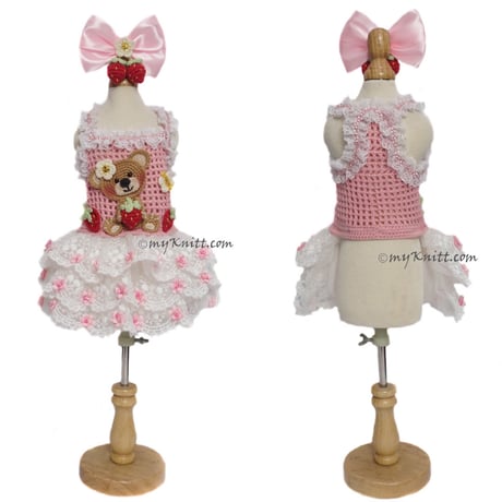 【予約】Bear × Strawberry  Dress Crochet