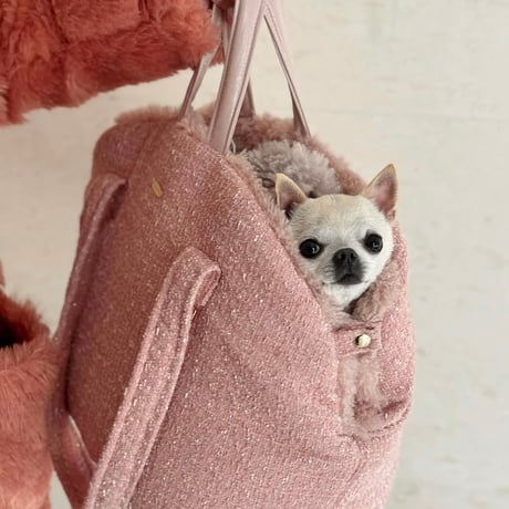 【即納】Raffine Mong...Tweed half moon bag pink
