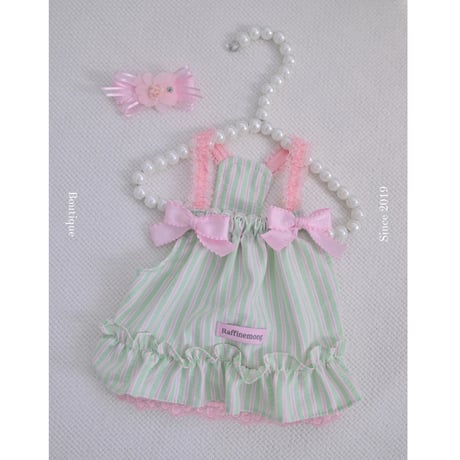 【予約】Raffine Mong ... Bubble Stripe Crop Dress