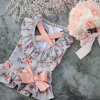 【予約】HAPPYJJANGGU♪Cross Rashguard【flower gray】