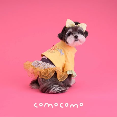 【予約】comocomo...ribonico (yellow ribbon top)