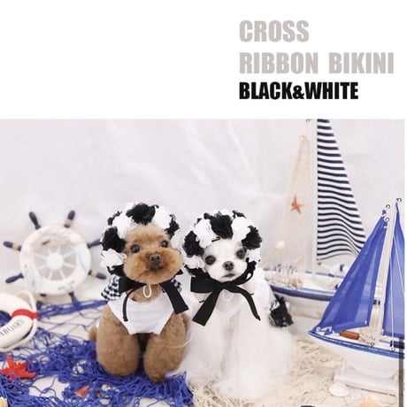 【予約】HAPPYJJANGGU♪Cross ribbon Bikini【Black×White】