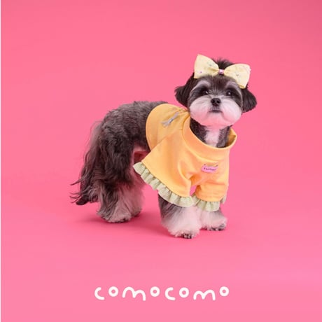 【予約】comocomo...ribonico (yellow ribbon top)