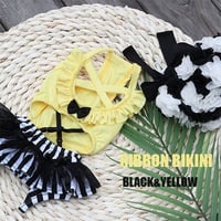 【予約】HAPPYJJANGGU♪Cross ribbon Bikini【Black× yellow】