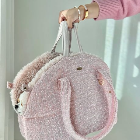 【即納】Raffine Mong...Tweed half moon bag pink