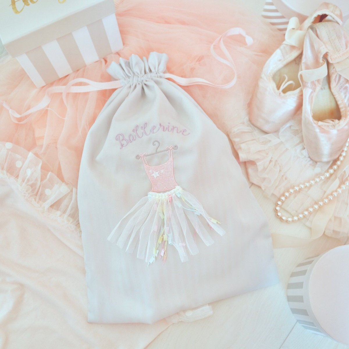 ⭐️ my broderie ⭐️キャノピー⭐️ラテ⭐️出産祝い⭐️テント型装飾 バレリーナ巾着 | MYbroderie