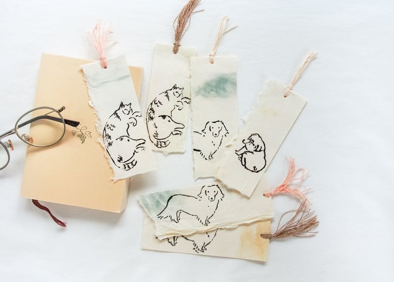 和紙しおり: Cat&Dog セット | YUKO OHARA ART