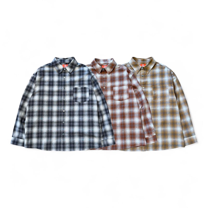 OVER THE DAY TOKYO】 Jacquard Ombre Check LS Sh