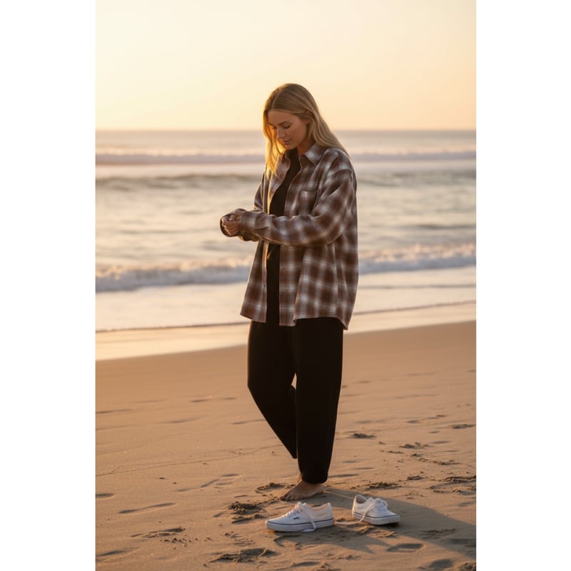 OVER THE DAY TOKYO】 Jacquard Ombre Check LS Sh