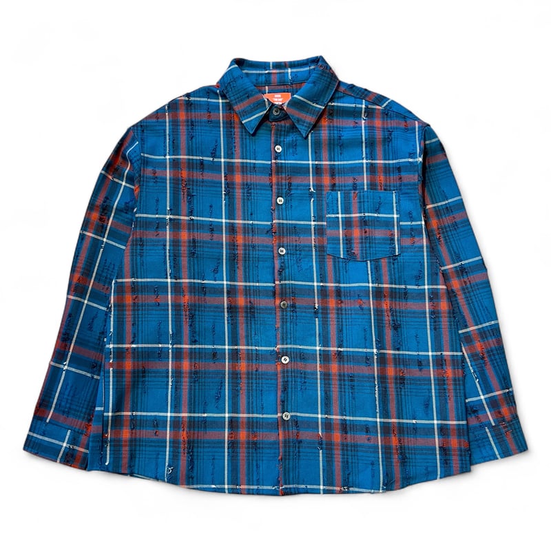 OVER THE DAY TOKYO】Distressed LS Check Shirt |