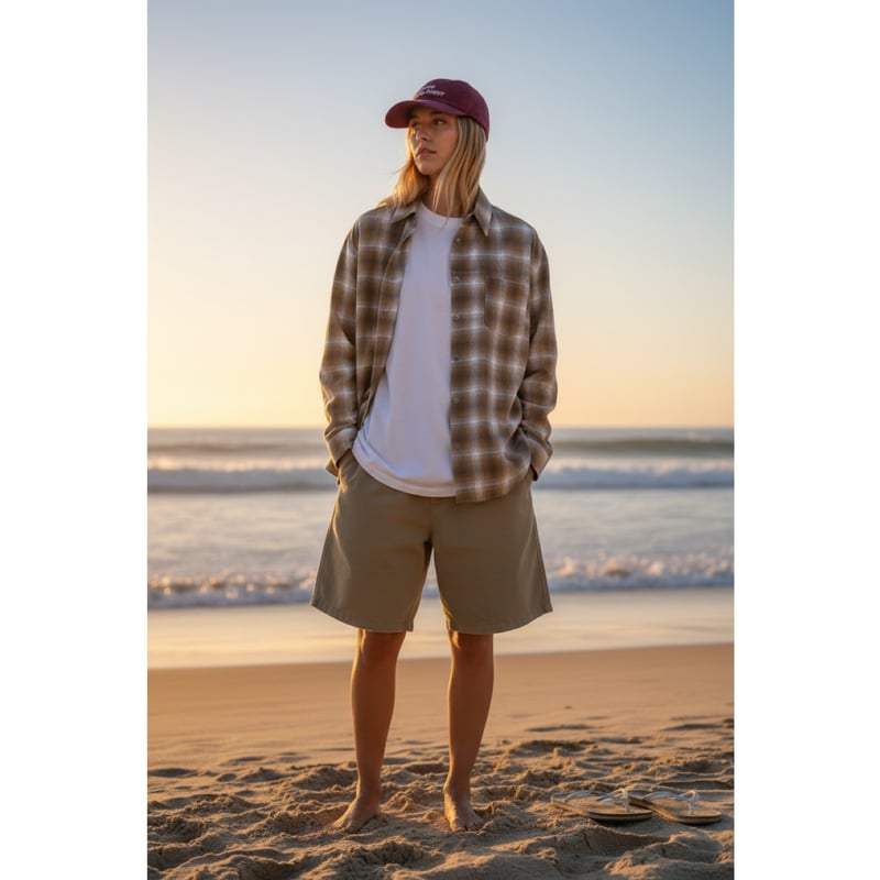 OVER THE DAY TOKYO】 Jacquard Ombre Check LS Sh