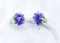 紫陽花と雫のピアス　バイオレット×ブルー