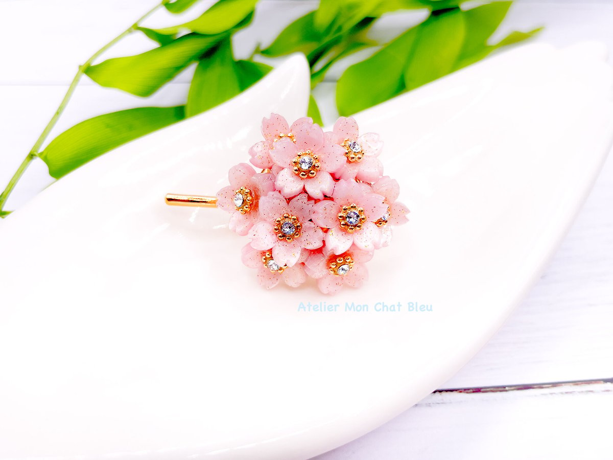 ポニーフック ゴールド 花 桜 - ヘアアクセサリー