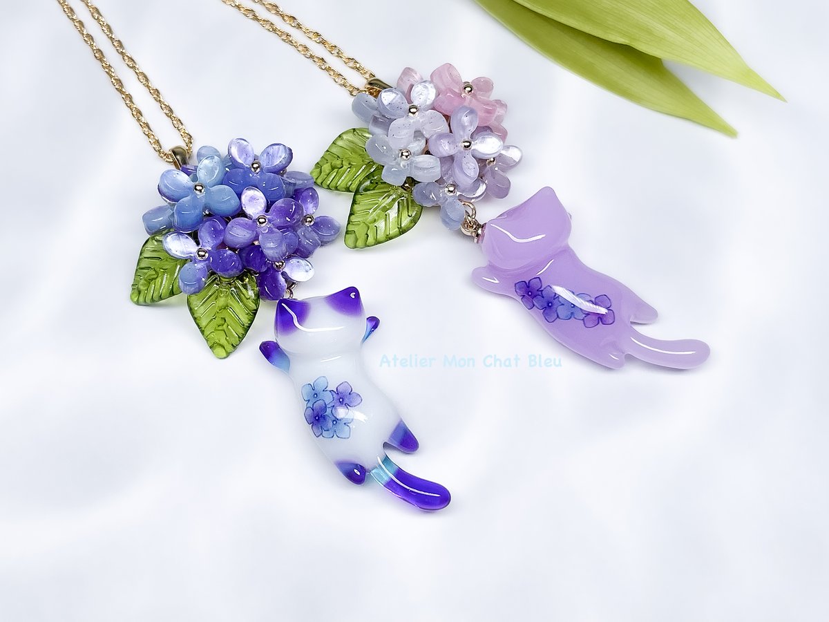 【送料無料】モクモク　シリーズ⑪　「紫陽花　お花のネックレス」 送料無料】モクモク シリーズ⑪ 「紫陽花 お花のネックレス」 送料無料