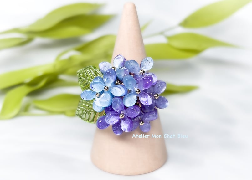 紫陽花のリング バイオレット×ブルー | Atelier Mon Chat Bleu