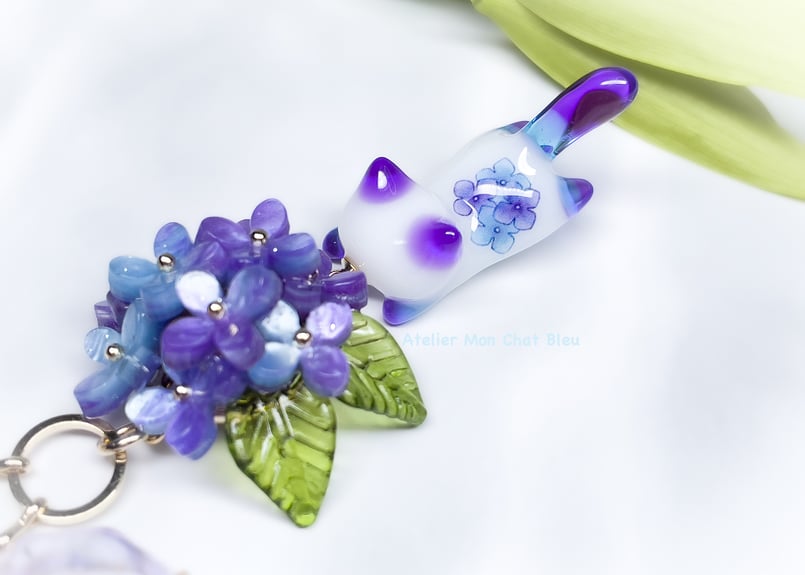 ☆紫陽花・リボン・じゃれ猫・パーツ・チャーム☆ ☆紫陽花・リボン・じゃれ猫・パーツ・チャーム☆
