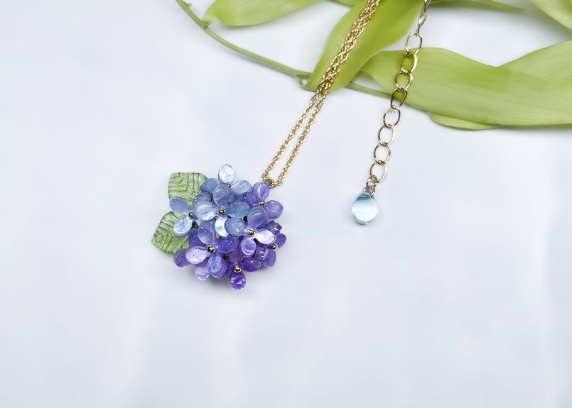 紫陽花のネックレス バイオレット×ブルー | Atelier Mon Chat Bleu