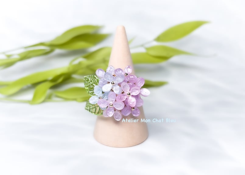 紫陽花のリング ピンク×ブルー | Atelier Mon Chat Bleu