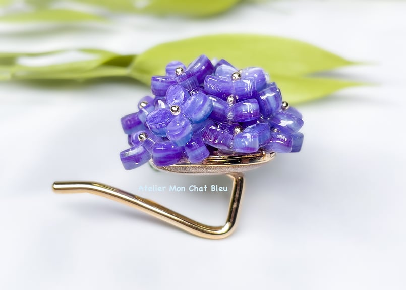 紫陽花のポニーフック バイオレット×ブルー | Atelier Mon Chat Bleu