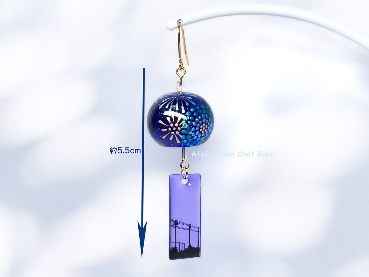 受注制作】花火の風鈴ピアス〈リニューアル版〉 | Atelier Mon Chat Bleu