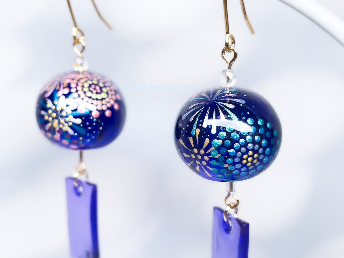 受注制作】花火の風鈴ピアス〈リニューアル版〉 | Atelier Mon Chat Bleu