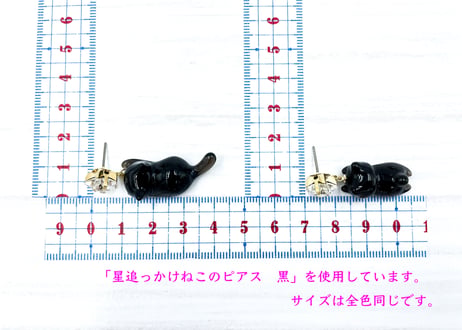 星追っかけねこのピアス　白グレー