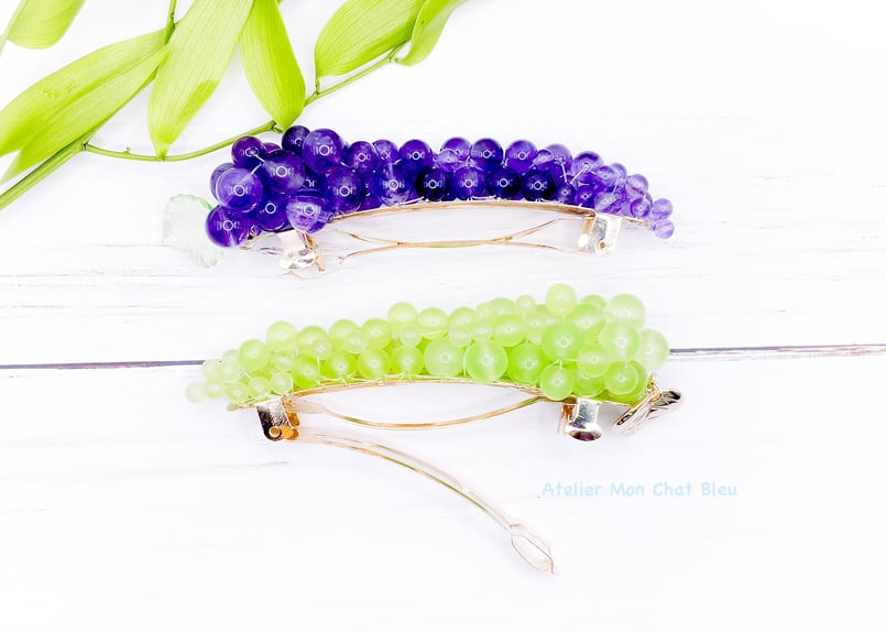 谷川さん専用♡天然石バレッタ purple＆green 【公式通販】