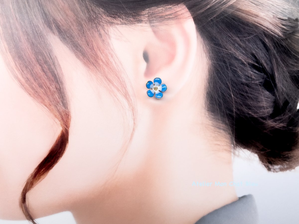 ピアス　NO.458 ネモフィラのピアス ネモフィラのピアス〈プチリニューアル版〉 | Atelier Mon Chat Bleu