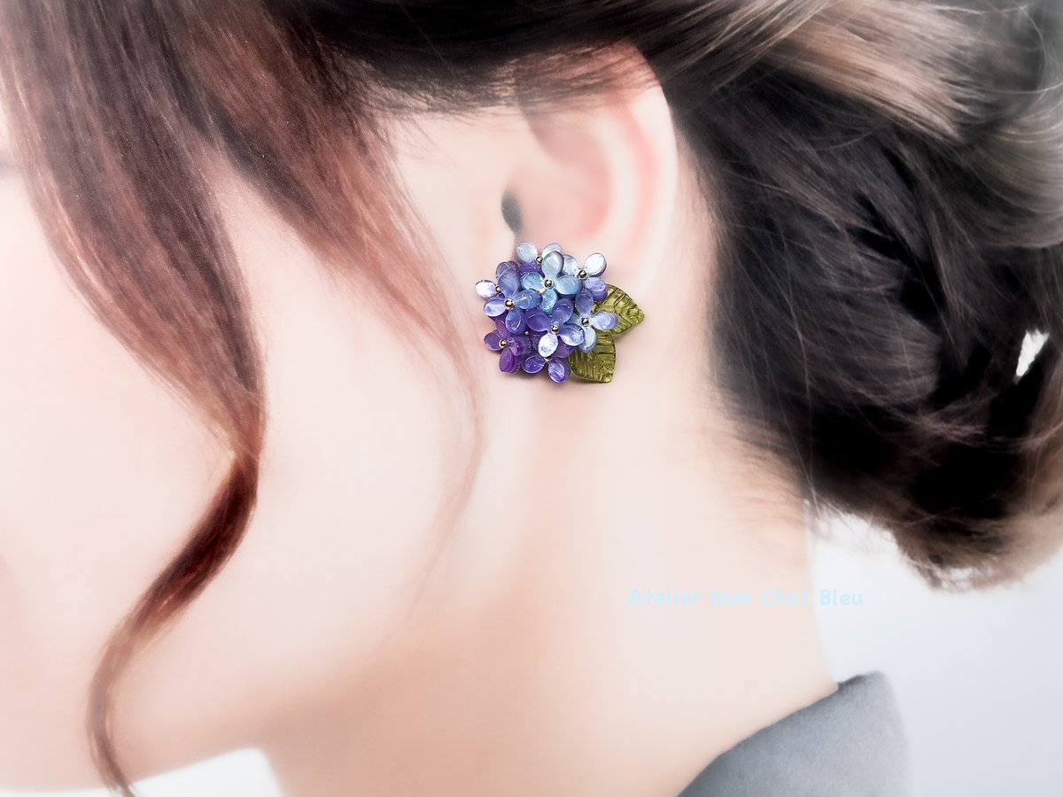 ✨✨紫陽花カラー　ピアリングチャーム　ピアス✨✨ 紫陽花【pink】 耳飾り | Calin.