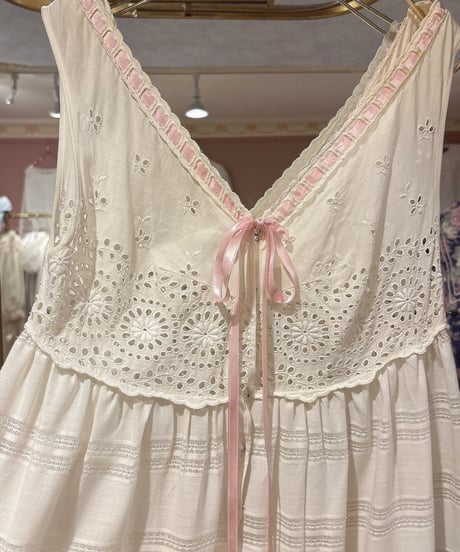 60s vintage satin ribbon no sleeve lace dress