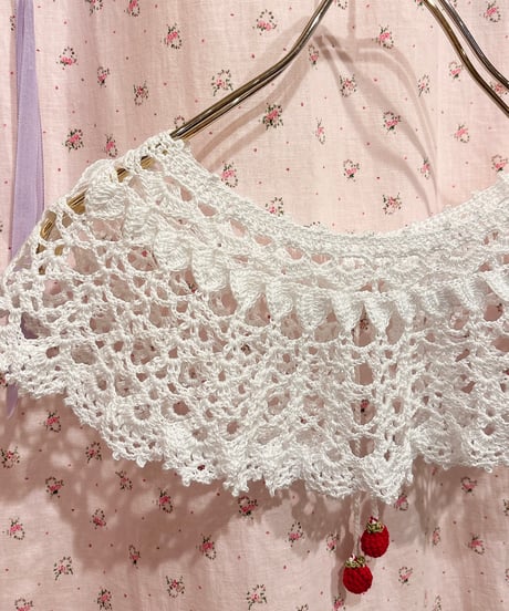 handmade strawberry crochet collar