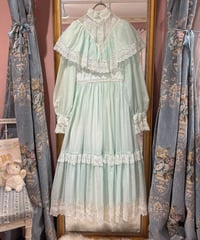 70s vintage lace mint green dress