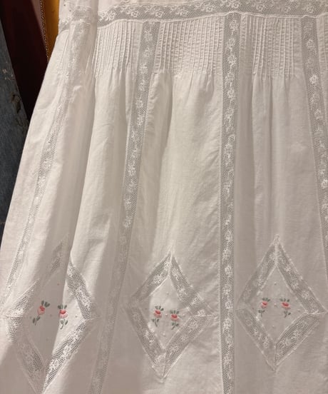 70s vintage flower embroidered lace no sleeve dress